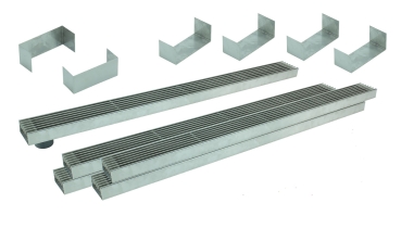 Entwässerungsrinne Edelstahl superflach Rost Längsstabrost SET Typ 5, System 35/80